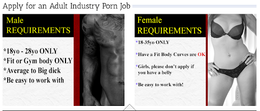 screenshot of models recruitment for a porn company