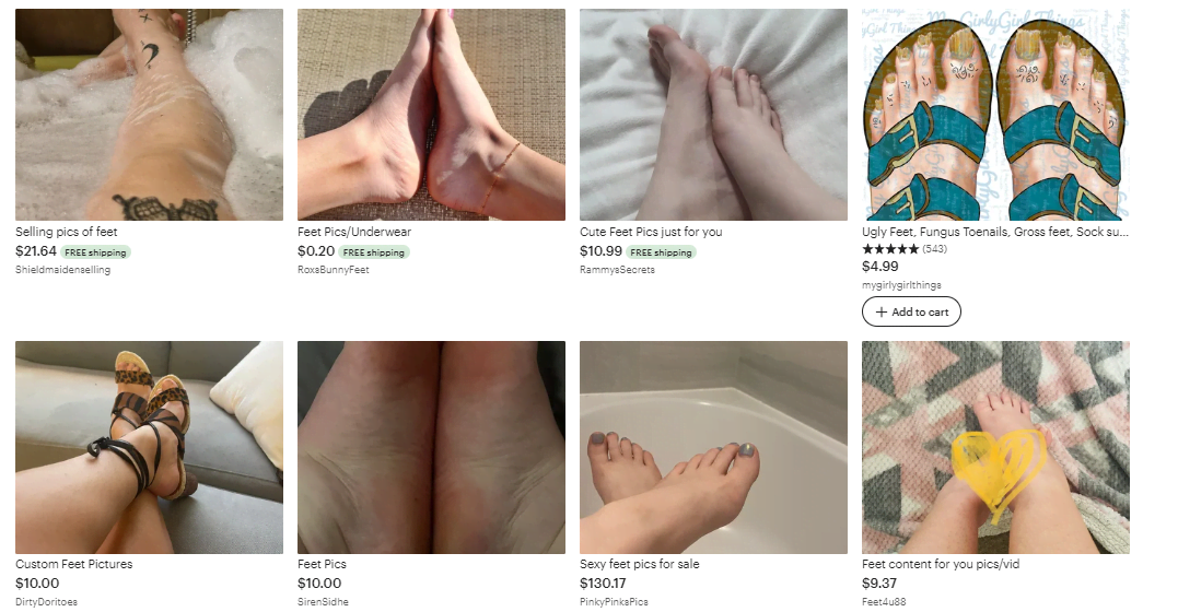 sell feet pics on Etsy