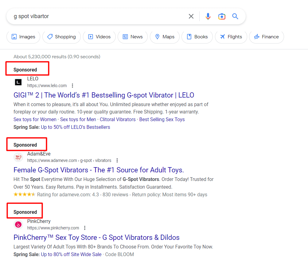 Paid Ads to sell sex toys online
