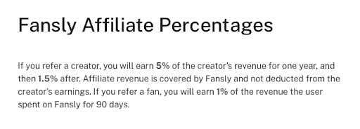 Fansly affiliate percentage