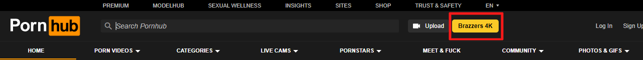 Pornhub promoting Brazzers site