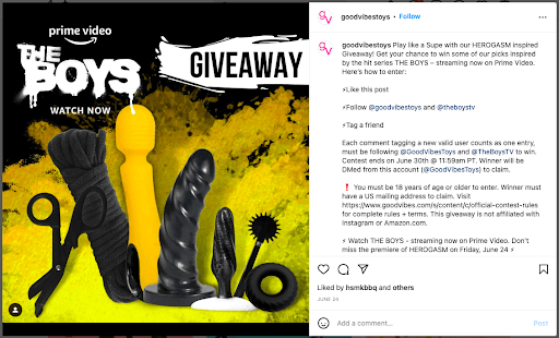 promoting sex toys on Instagram