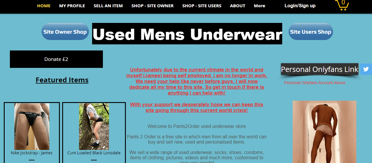 Pants2order.net to sell used mens underwear and boxers