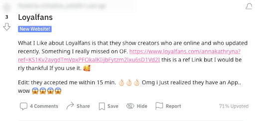 Reddits user wondering about LoyalFans new features that present in OnlyFans