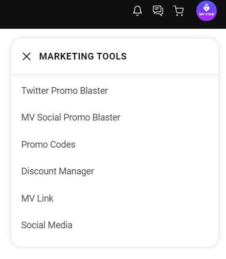 Screenshot of ManyVids platform marketing tools