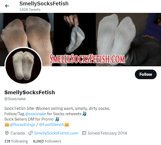 sell used socks on Twitter