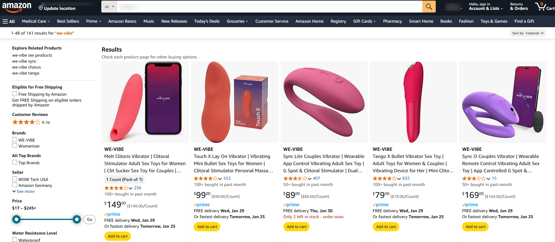 Amazon Featuring Sex Toys