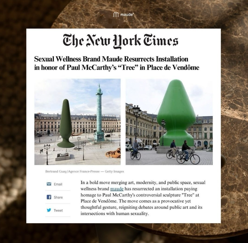 The New York Times Highlights Maude's Sex-Positive Installation Revival at Place de Vendôme