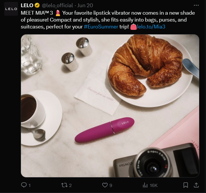 LELO’s Twitter Post About Vibrator