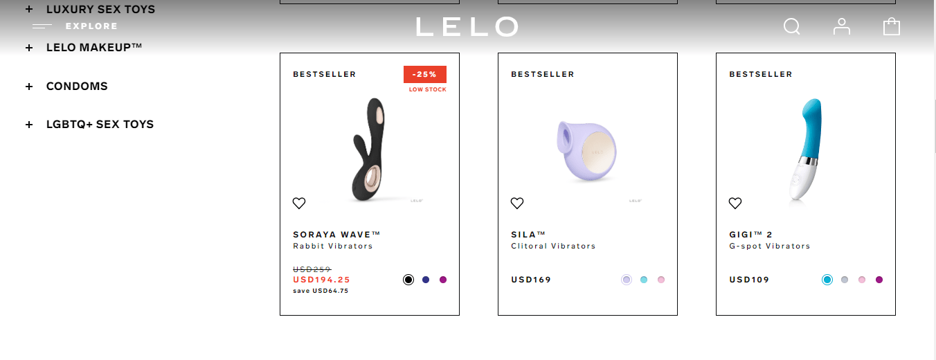 Price list of sex toys on LELO