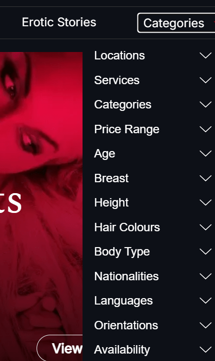 Refine Escort Search by Categories and Features