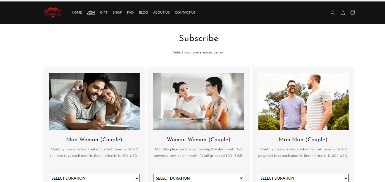 Seductive Pleasure Subscription Model