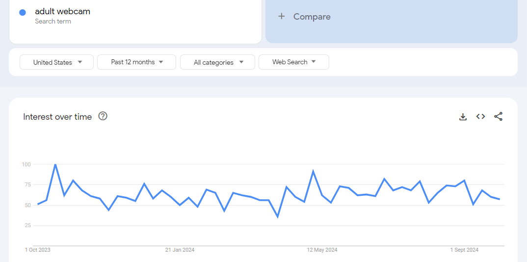 Google Trends Report on the Demand of Adult Webcam in the USA