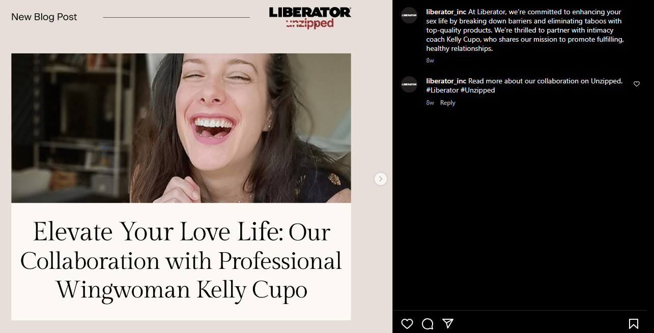 Liberator Collabs with Intimacy Coach Kelly Cupo to Promote Fulfilling, Healthy Relationships