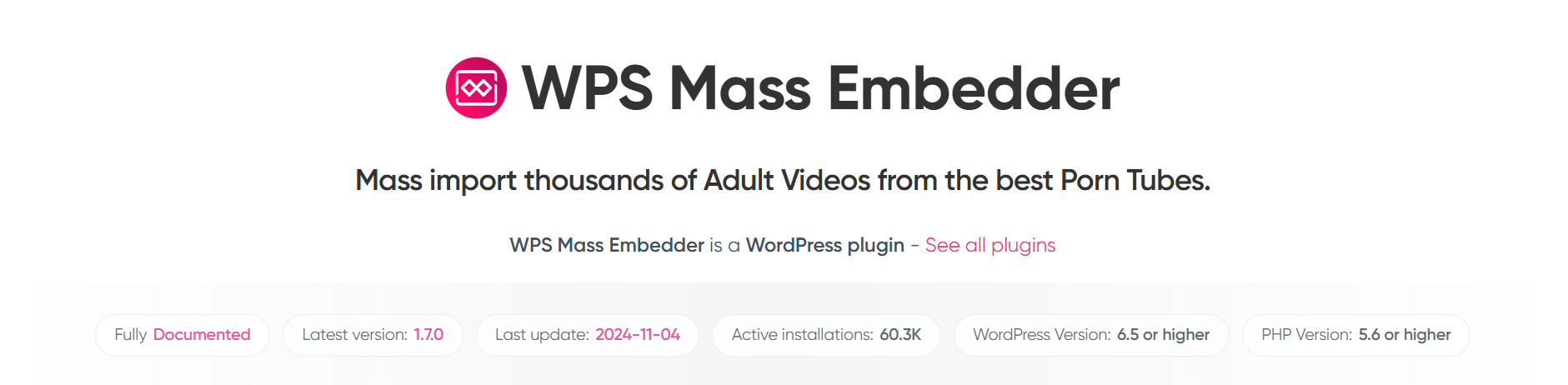 WPS Mass Embedder WP Plugin for Importing Video from Other Adult Sites