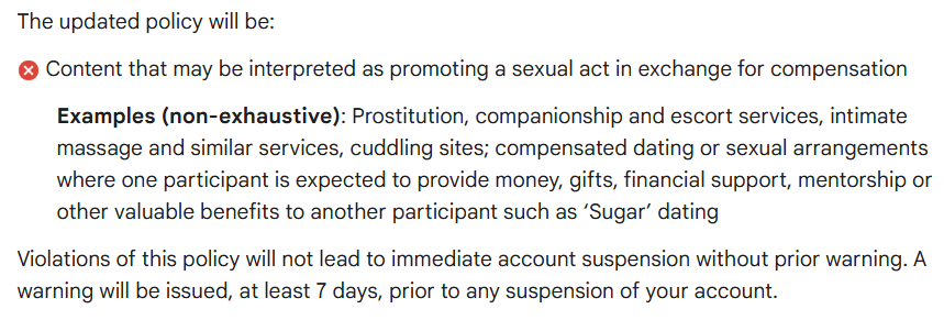 Google Policy About Escort Service Ads