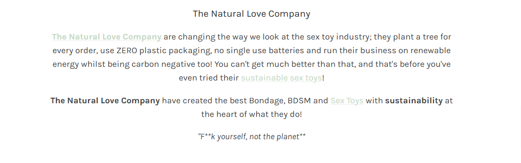 Natural Love Company Highlighting the Facts About Eco Friendly Sex Toys