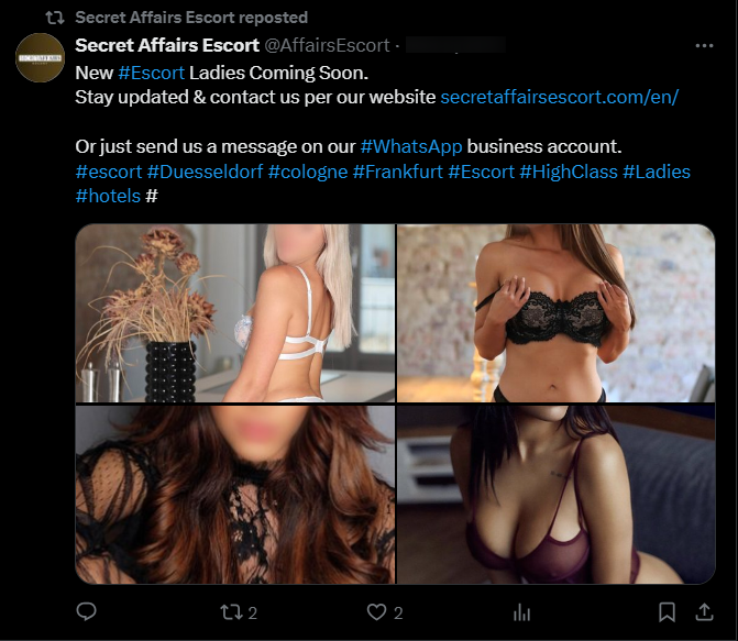 Secret Affairs Tweets About Their Upcoming New Escort