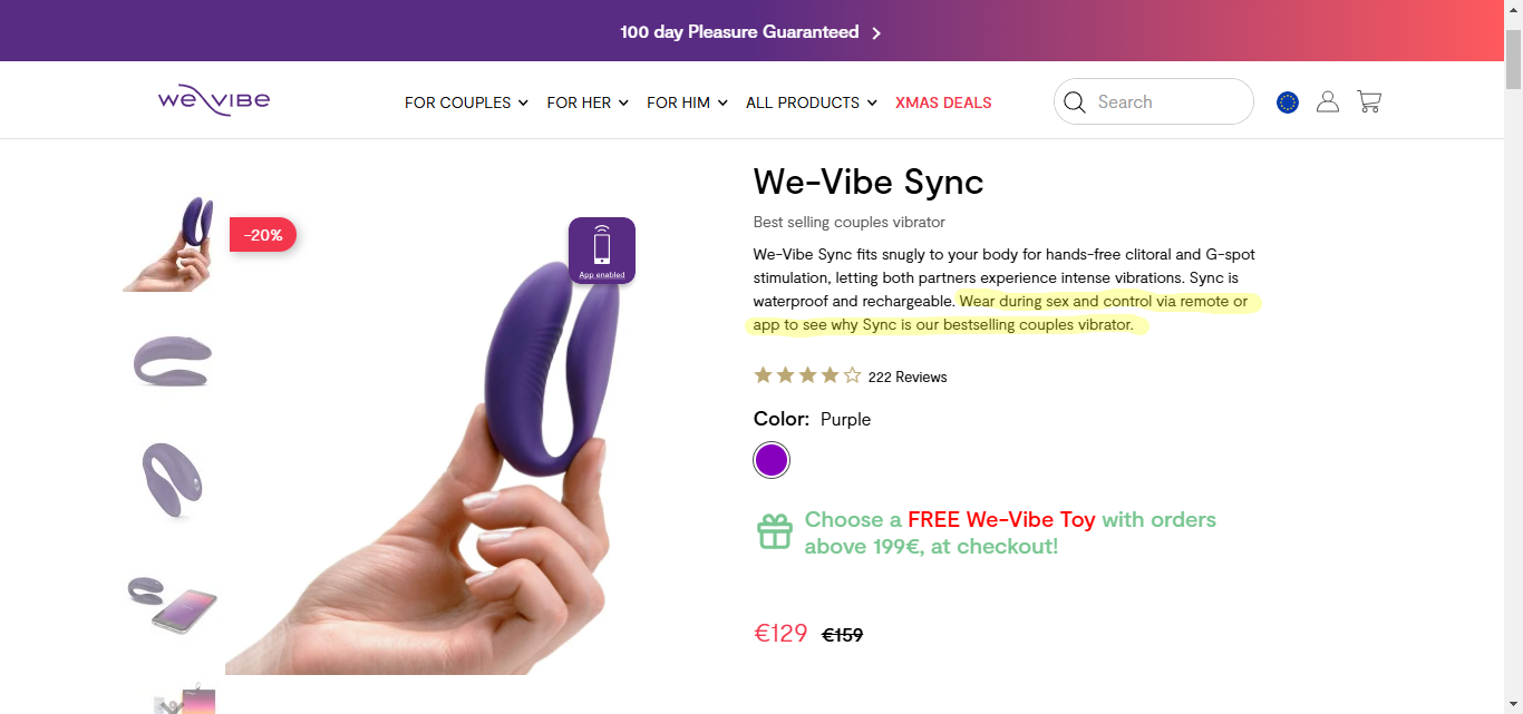 We-Vibe Sync Controlled By App With Increased Number of Sales