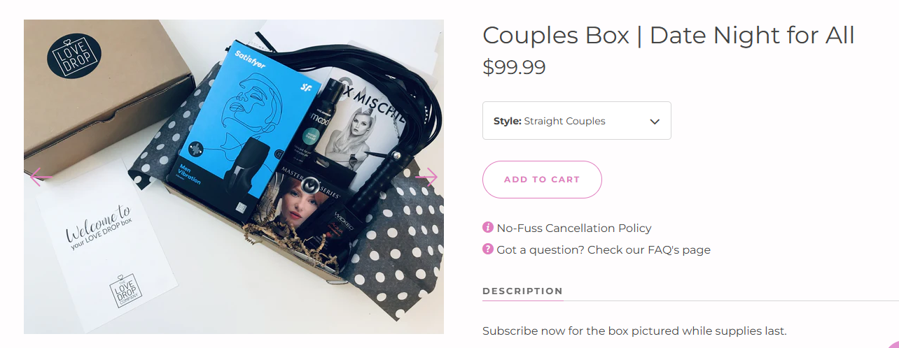 LoveDrop Subscription Box Directed Towards Couples