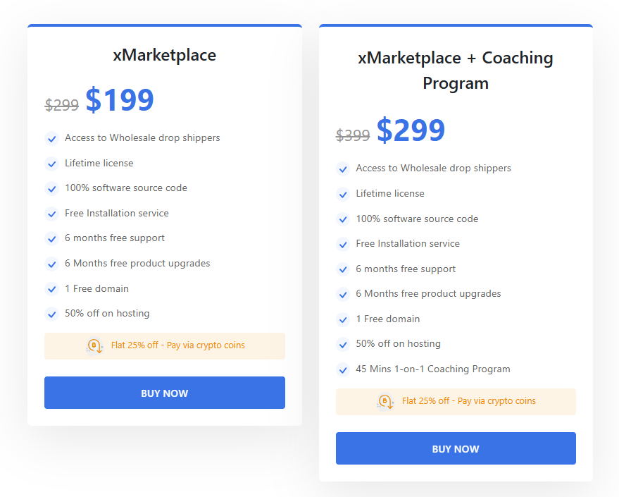 Pricing Plan of xMarketplace by Adent.io