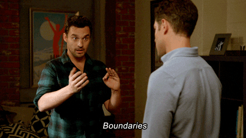 A person saying 'Boundaries' in an animated GIF