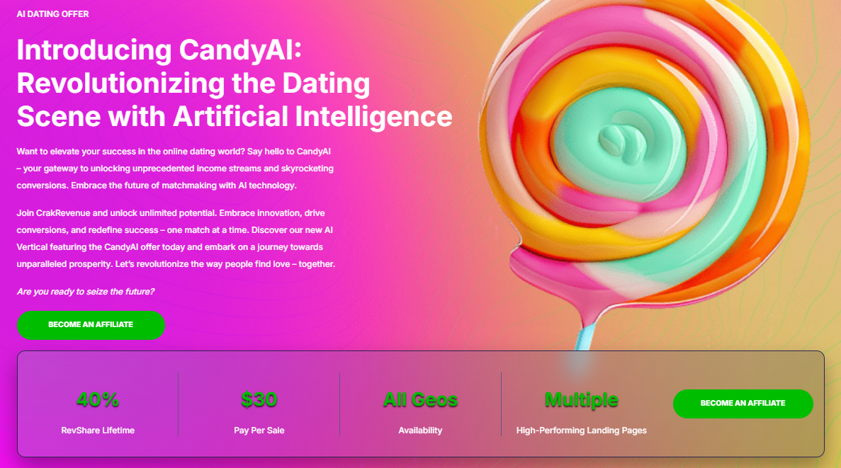 screenshot of candy ai for becoming affiliate program