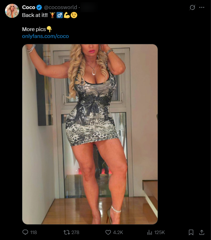 Coco Austin promotes her OnlyFans through her X (Twitter) account to drive more engagement.