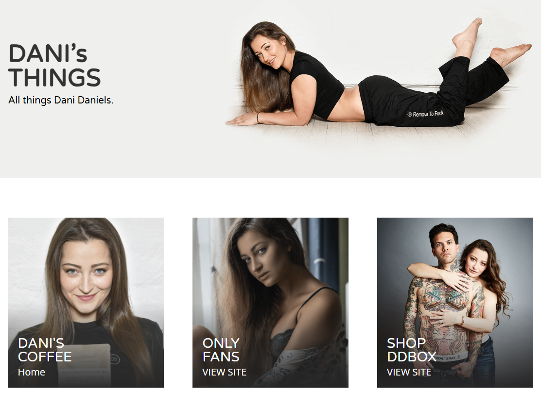 Screenshot of pornstar dani daniels website danisthings