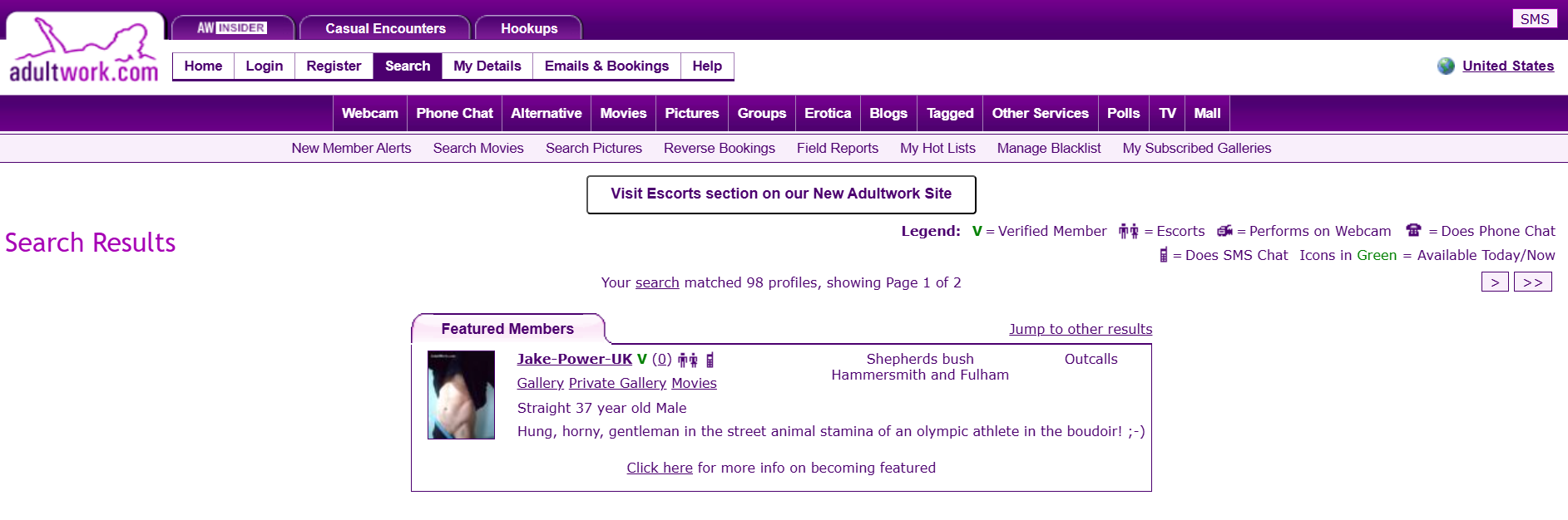 adultwork a free escort listing site interface for male escort