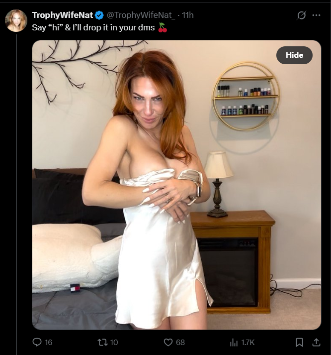 TrophyWifeNet content strategy to promote onlyfans through X