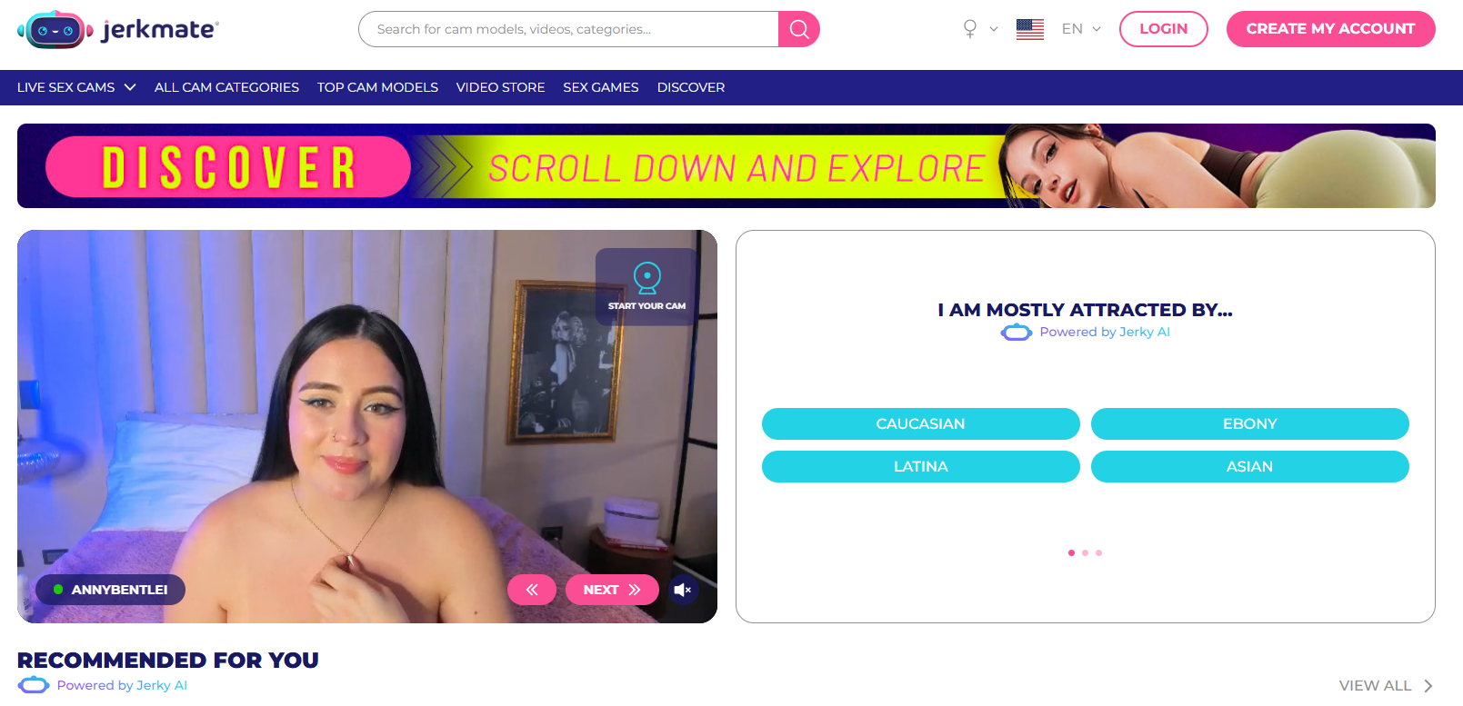 User interface review of Jerkmate