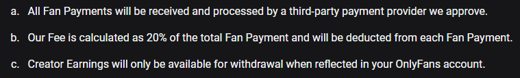 Screenshot of OnlyFans Payment and Commission Details