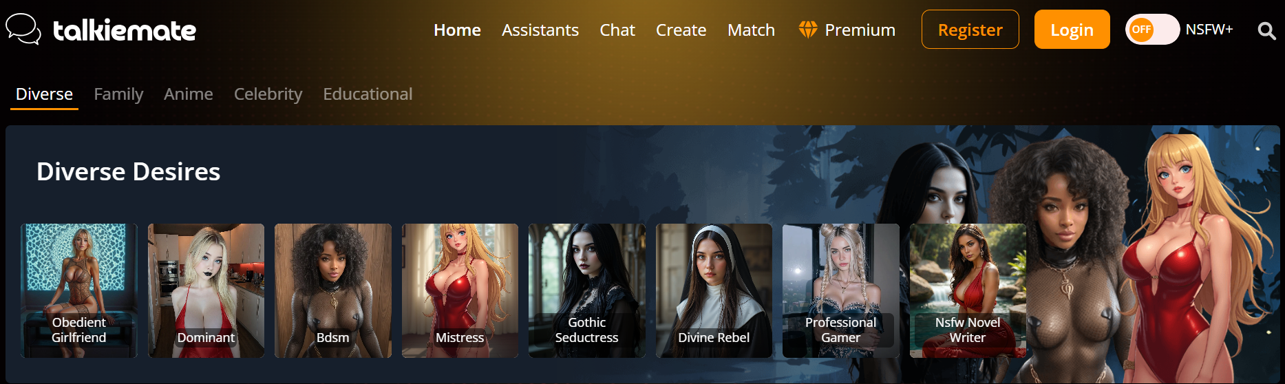 Talkiemate AI platform with diverse virtual companions and assistants for ai cam girls