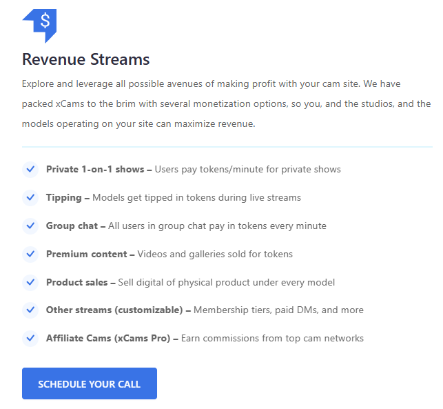 xCams by Adent.io: PPV, per-minute, tips, subscriptions, paid DMs, premium sales & affiliate system