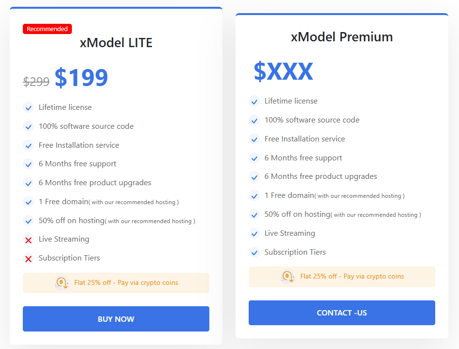 xModel script price to develop an alternative to Patreon