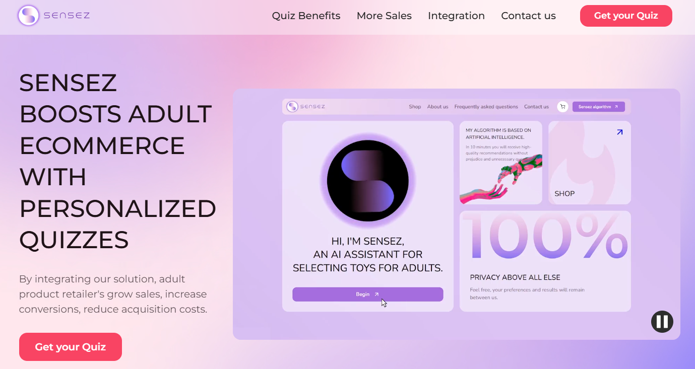 sensez AI-Powered Personalized Quizzes tool for your sex toy business