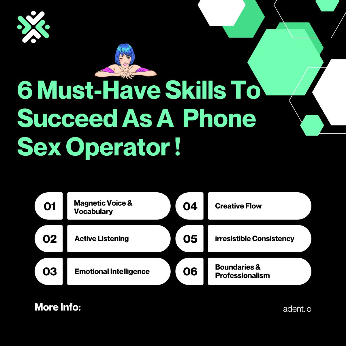 6 must-have skills to succeed as a phone sex operator, including voice, listening, creativity, and professionalism.