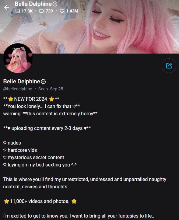 Belle delphine, feetish model onlyfans page