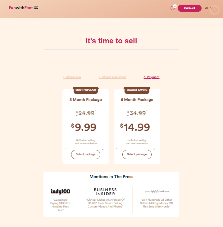 FunWithFeet membership plans starting at $9.99 for 3 months.