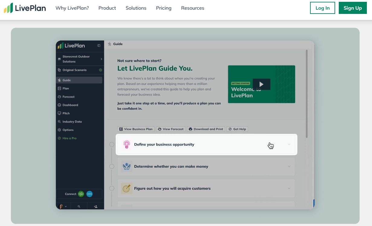 Liveplan, an AI-powered tool for predicting prices to start a webcam business