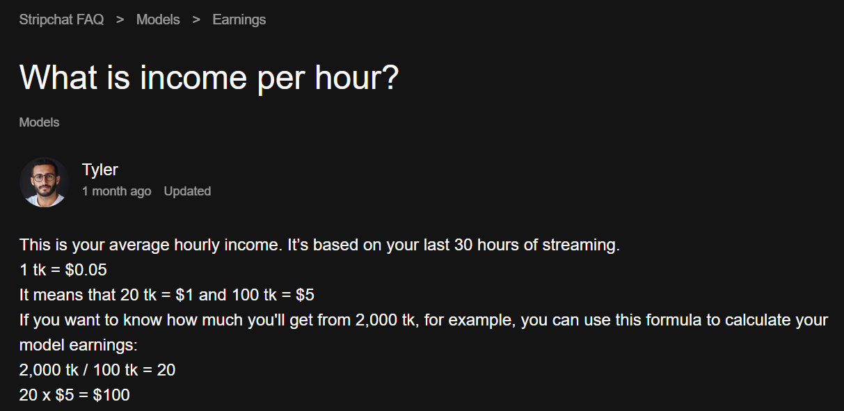 On Average Stripchat model $20-$100 for hours