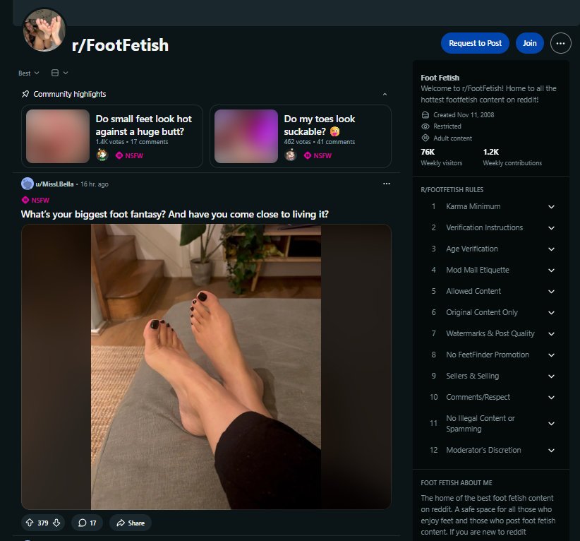 Source: Subreddit r/Foot Fetish