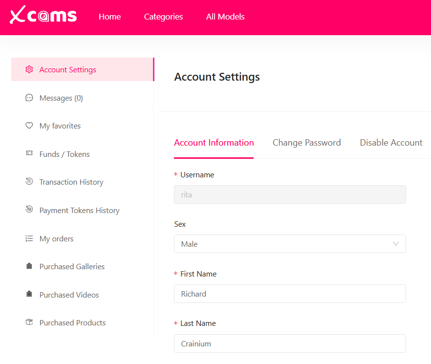 User Dashboard of xCams by Adent.io