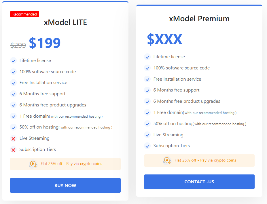 xModel’s Pricing Plans