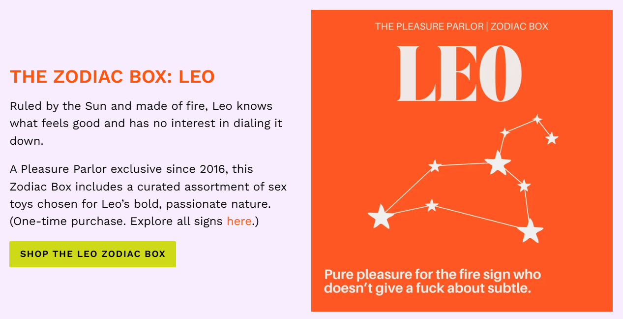 Zodiac-Themed Adult Toy Subscription Box by the Pleasure Parlor