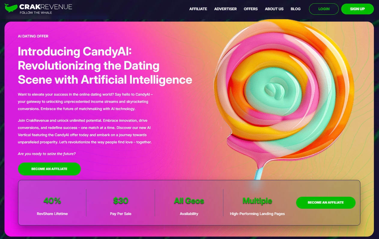 Candy AI Affiliate’s Program in CrakRevenue