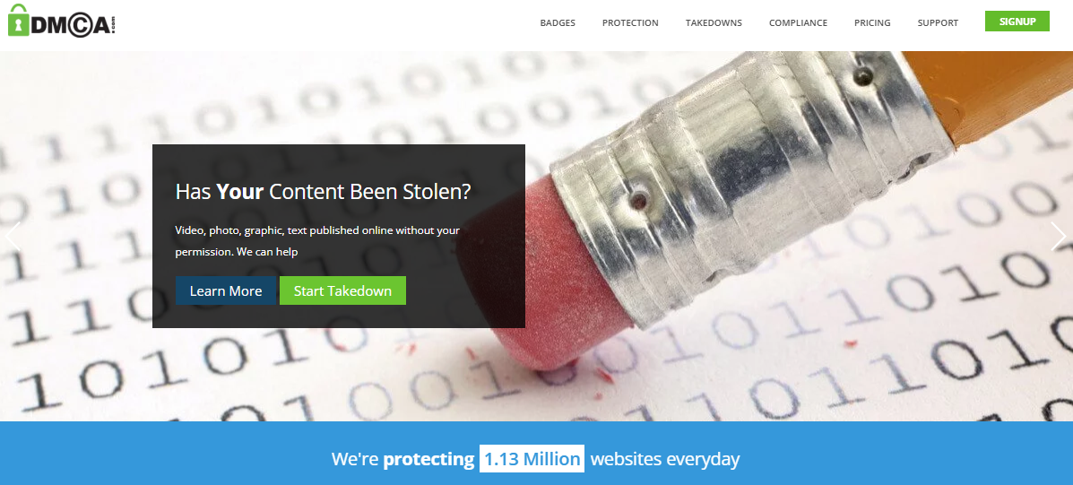 DMCA Homepage Outlining Services for Protecting Digital Content Online 