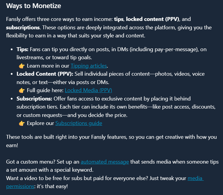 Fansly's Monetization Features Available to Content Creators 