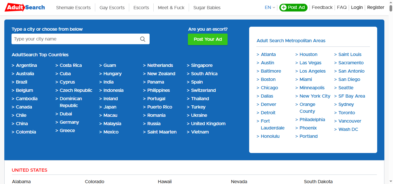 AdultSearch, an Adult Directory Website to Search for Escorts Worldwide